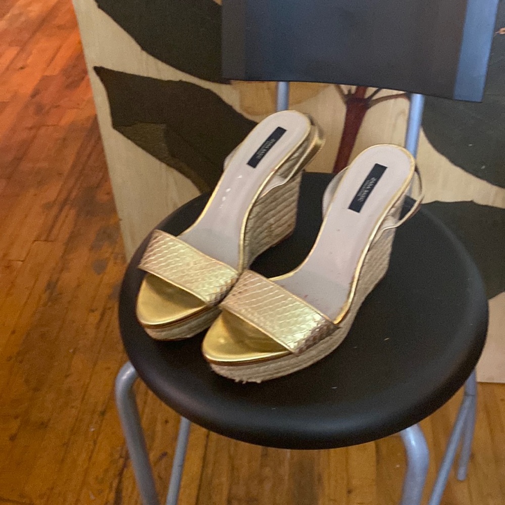 Gold wedges shoes